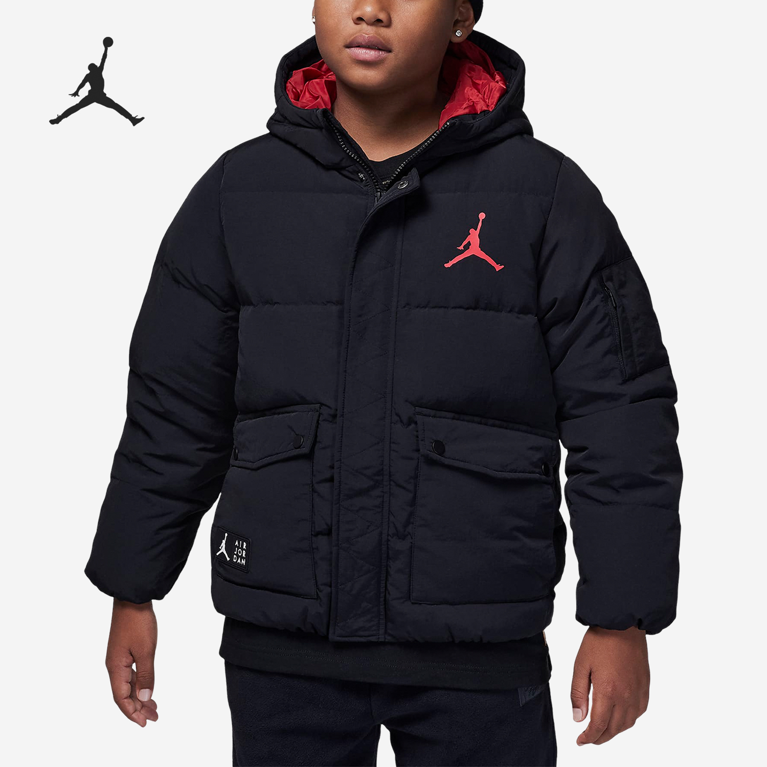 Nike/耐克正品Jordan大童保暖防风连帽工装运动羽绒服FV2824