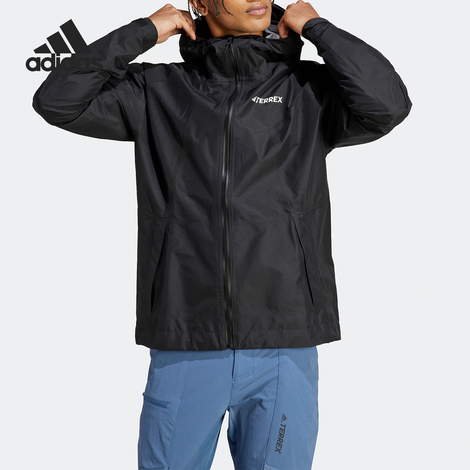 Adidas/阿迪达斯官方正品TERREX男子户外运动连帽冲锋衣HN2906