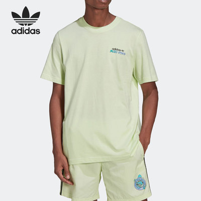 Adidas/阿迪达斯官方正品当季三叶草冲浪图案男子运动T恤HF4866