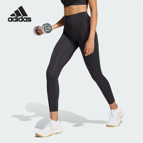Adidas/阿迪达斯正品OPTIME新款女黑色紧身经典运动九分裤JZ1271