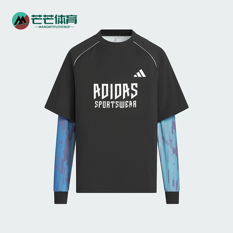 Adidas/阿迪达斯正品JK BTS 2IN1 TEE儿童套头宽松拼接长袖KC2548