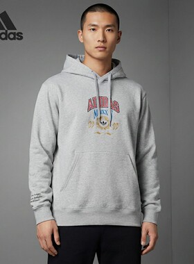 Adidas/阿迪达斯正品三叶草男士针织宽松连帽日常卫衣IX6770
