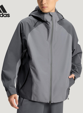 Adidas/阿迪达斯官方正品2025冬季款男士连帽拼接运动外套KH0504