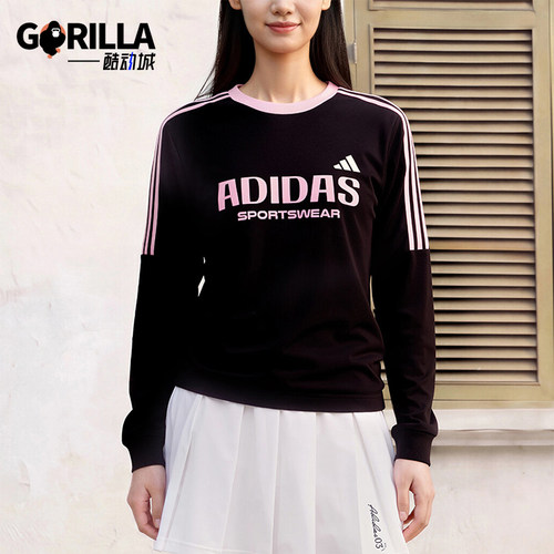 Adidas/阿迪达斯正品Sportswear男女款字母条纹长袖T恤LD8811