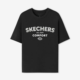Skechers/斯凯奇正品夏季款男女同款针织短袖T恤衫L225U156-0018