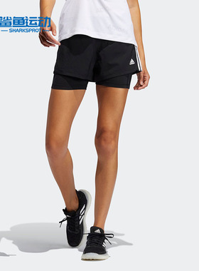Adidas/阿迪达斯正品PACER 3S 2 IN 1夏季训练运动女子短裤GL7686