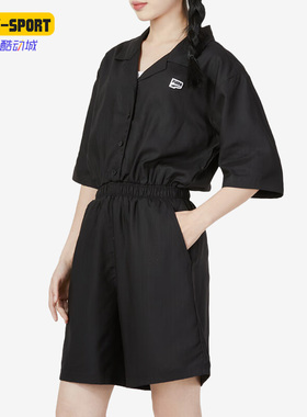 Puma/彪马正品夏季女子运动宽松短袖短裤翻领连体衣620632-01
