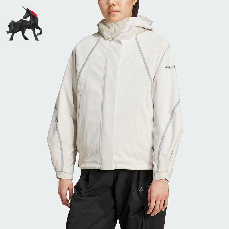 Adidas/阿迪达斯正品2025女士日常保暖连帽三合一冲锋衣JV8698