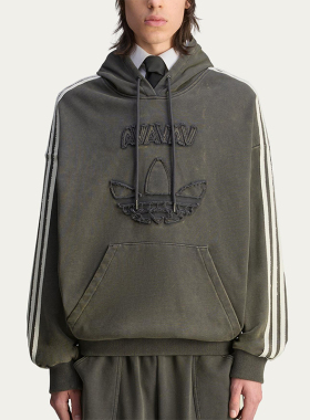 Adidas/阿迪达斯正品三叶草新款男灰色街头运动连帽卫衣JP4849