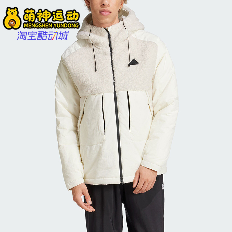 阿迪达斯男士拼接保暖时尚棉服