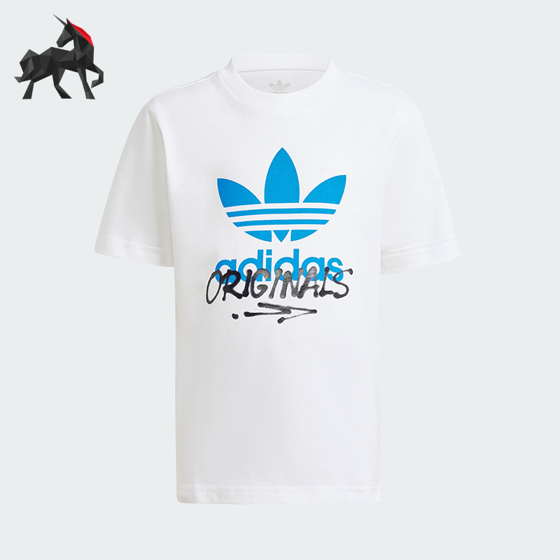 Adidas/阿迪达斯正品三叶草GRAPHICS TEE小童经典运动短袖IY5465