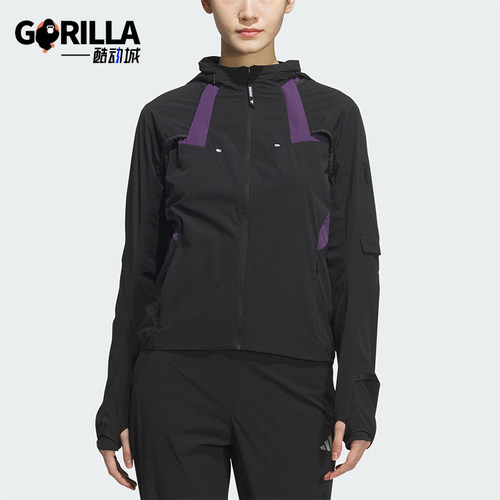 Adidas/阿迪达斯正品舒适春季款女士连帽拼接运动外套KF4923