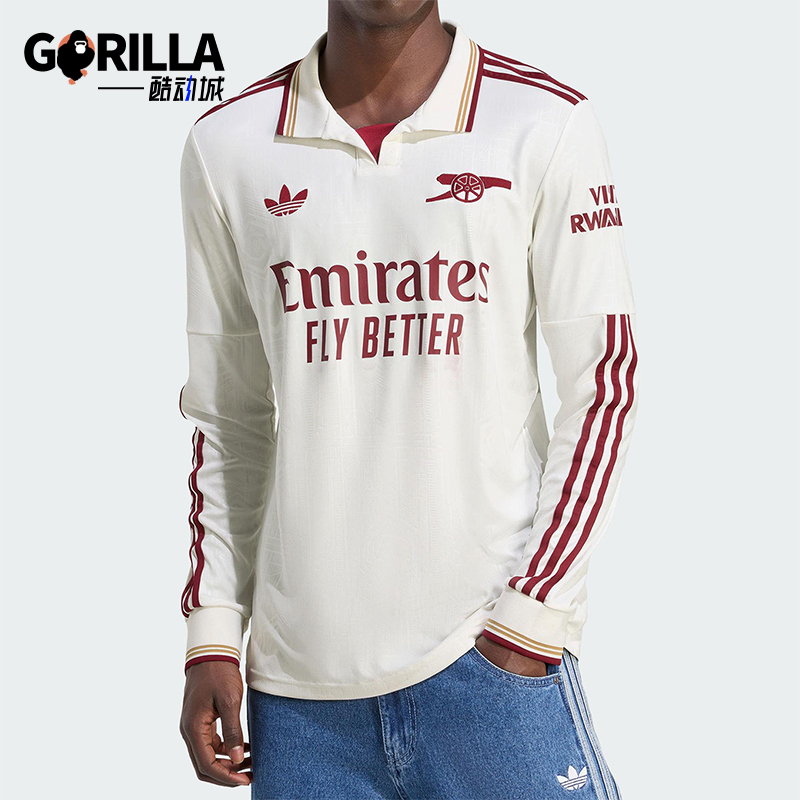 Adidas/阿迪达斯正品三叶草男士运动足球长袖球衣POLO衫JI9524