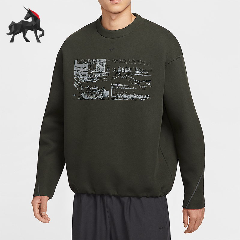 Nike/耐克正品Tech男士透气针织圆领复古套头长袖卫衣HV1341-355