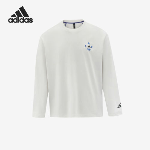 Adidas阿迪达斯正品休闲男士长袖透气针织套头运动T恤LD7445