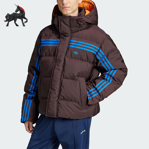 阿迪达斯男士复古拼接短裤羽绒服