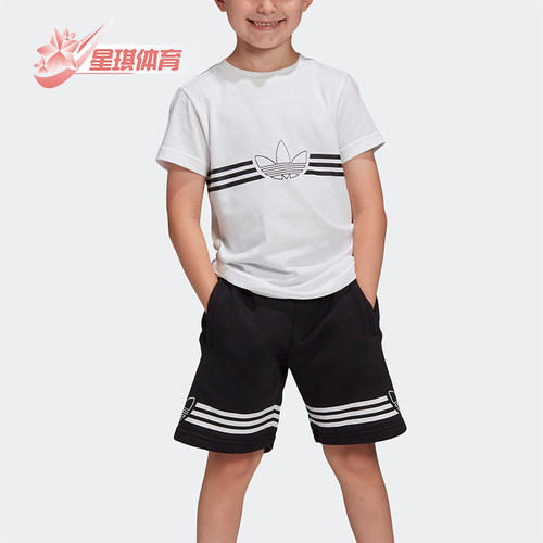 Adidas/阿迪达斯正品小童经典休闲时尚潮流运动套装ED7766