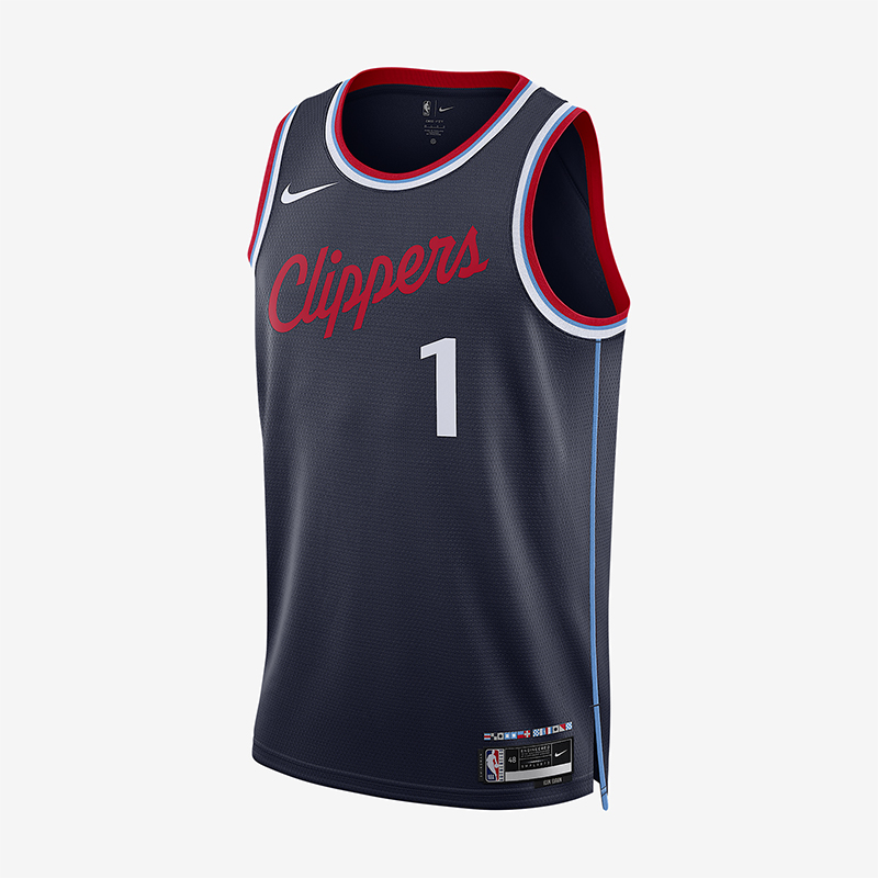 Nike/耐克正品洛杉矶快船队男士圆领透气运动背心T恤FQ4702-422