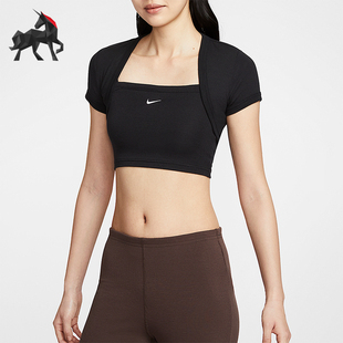 耐克正品 女士紧身短款 Nike 2025夏季 010 经典 运动透气T恤HJ1300