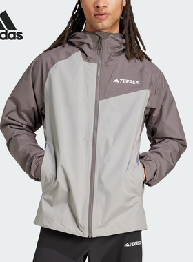 Adidas/阿迪达斯正品新款男士.户外拼接宽松连帽冲锋衣JN8809