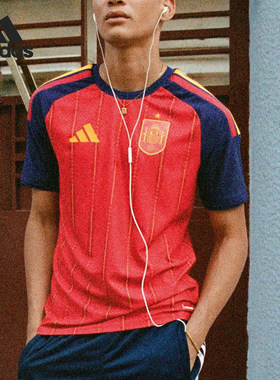 Adidas/阿迪达斯正品西班牙队男女修身圆领比赛运动T恤JN4366
