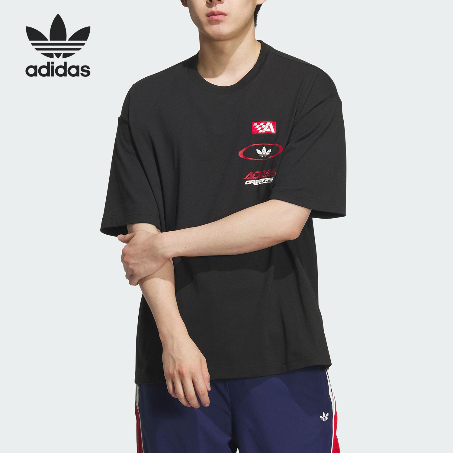 Adidas/阿迪达斯正品三叶草男士日常户外圆领透气短袖KH1197