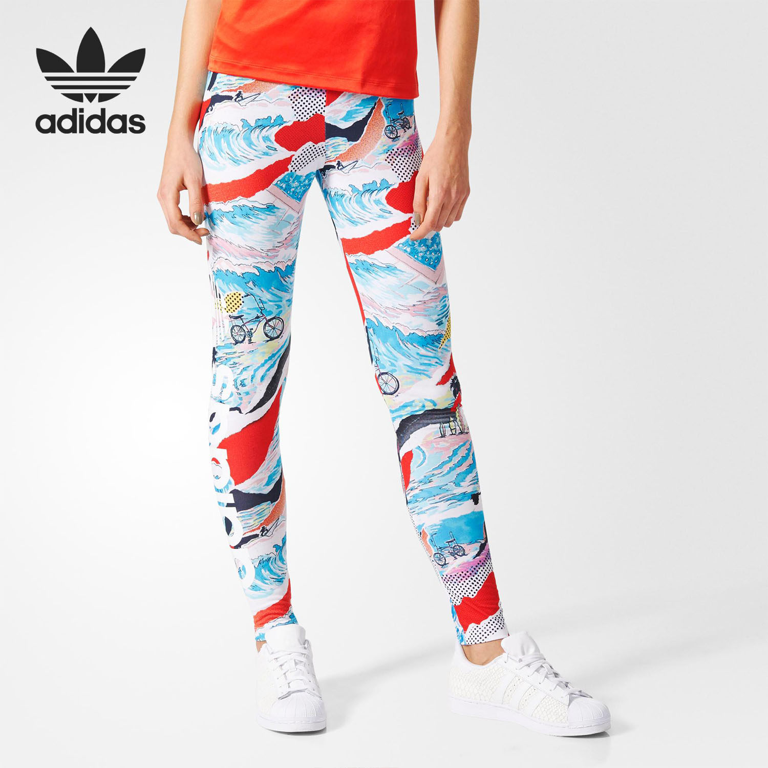 adidas/阿迪达斯官方正品 三叶草女子弹力紧身运动绑腿裤 bj8359