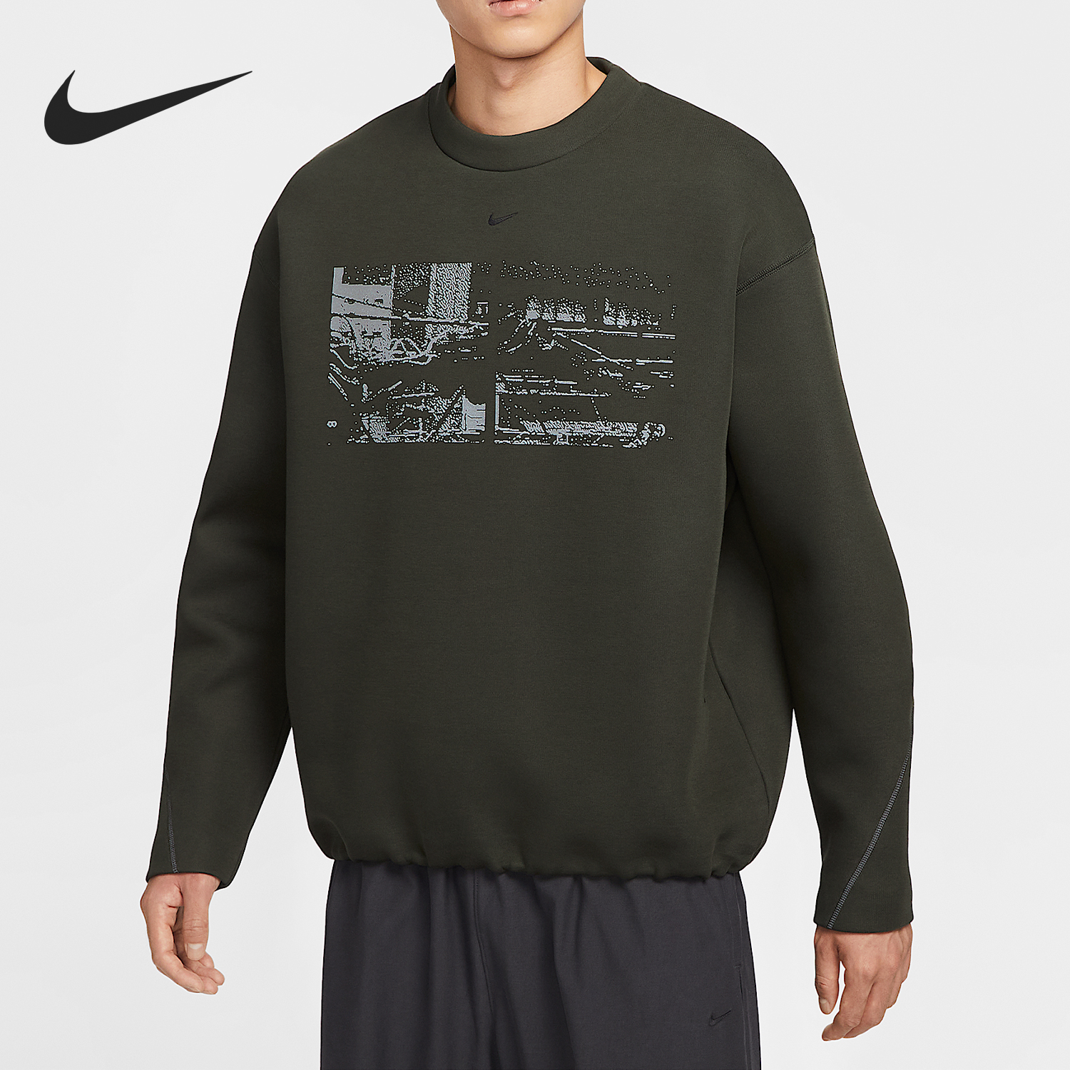 Nike/耐克正品Tech男士针织圆领复古套头长袖卫衣HV1341-355