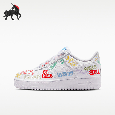 Nike/耐克正品AIR FORCE 1 GS女子大童经典运动板鞋IO9739-100