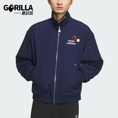 Adidas/阿迪达斯正品三叶草男士日常运动宽松翻领耐穿外套KC0135