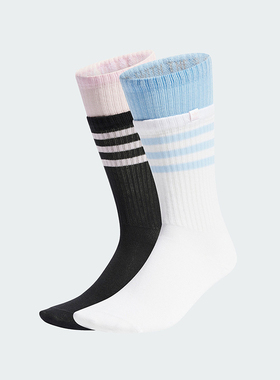 Adidas/阿迪达斯正品2L CREW SOCK 2P女士运动袜两双装JG4024