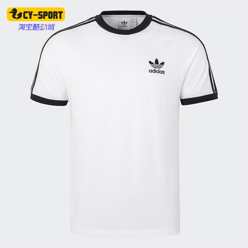 Adidas/阿迪达斯正品三叶草男士透气条纹运动修身短袖KB2460