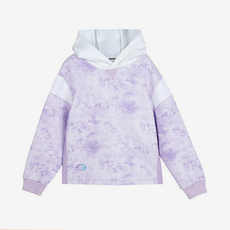 Skechers/斯凯奇正品新款儿童连帽宽松针织休闲时尚套头卫衣