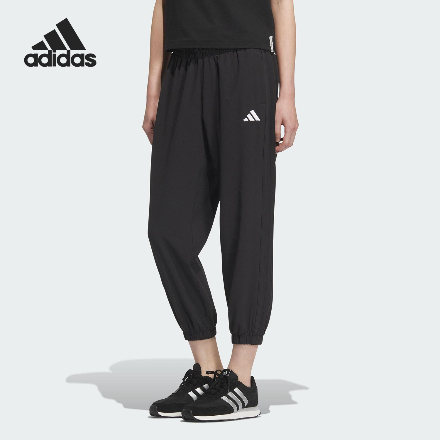 Adidas/阿迪达斯正品2025夏季款女士束脚经典梭织运动长裤JZ2174