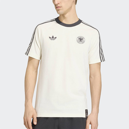 Adidas/阿迪达斯正品三叶草男条纹针织透气足球运动短袖T恤KG5098