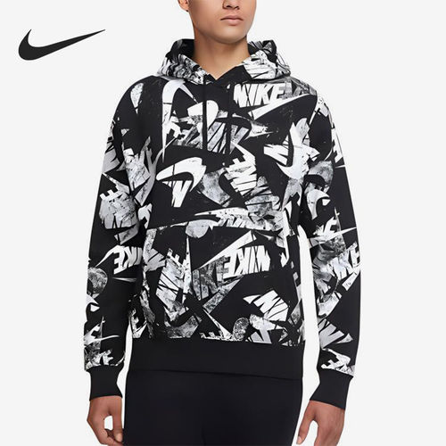 Nike耐克正品Essential+男连帽套头印花字母长袖卫衣DM6882-010
