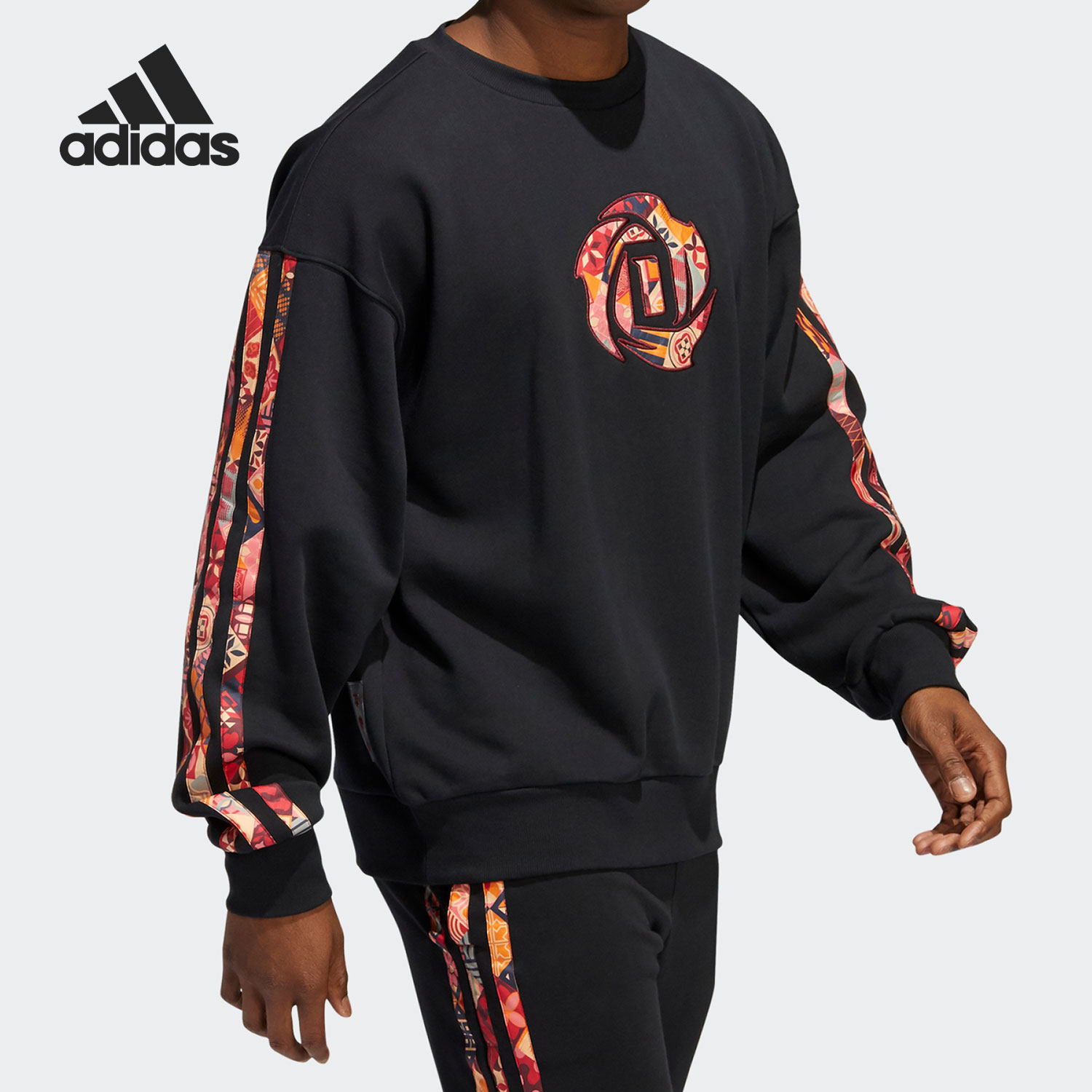Adidas/阿迪达斯正品时尚男子罗斯篮球保暖圆领卫衣 HD7934