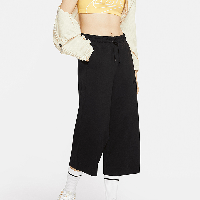 Nike/耐克正品2025女士日常松紧腰直筒运动七分中长裤CJ3749-010