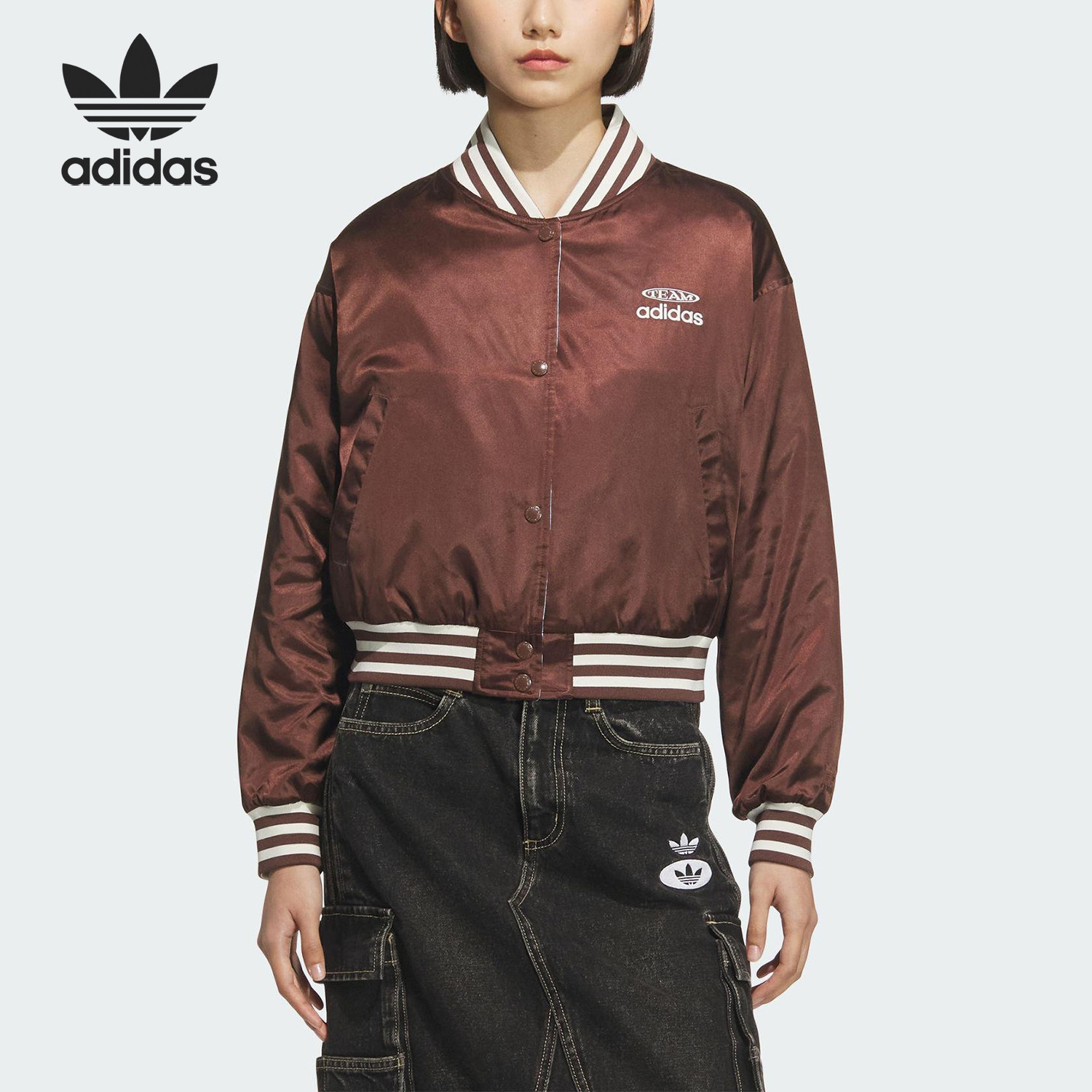 Adidas/阿迪达斯官方正品三叶草女士立领双面保暖棉服夹克KC5815