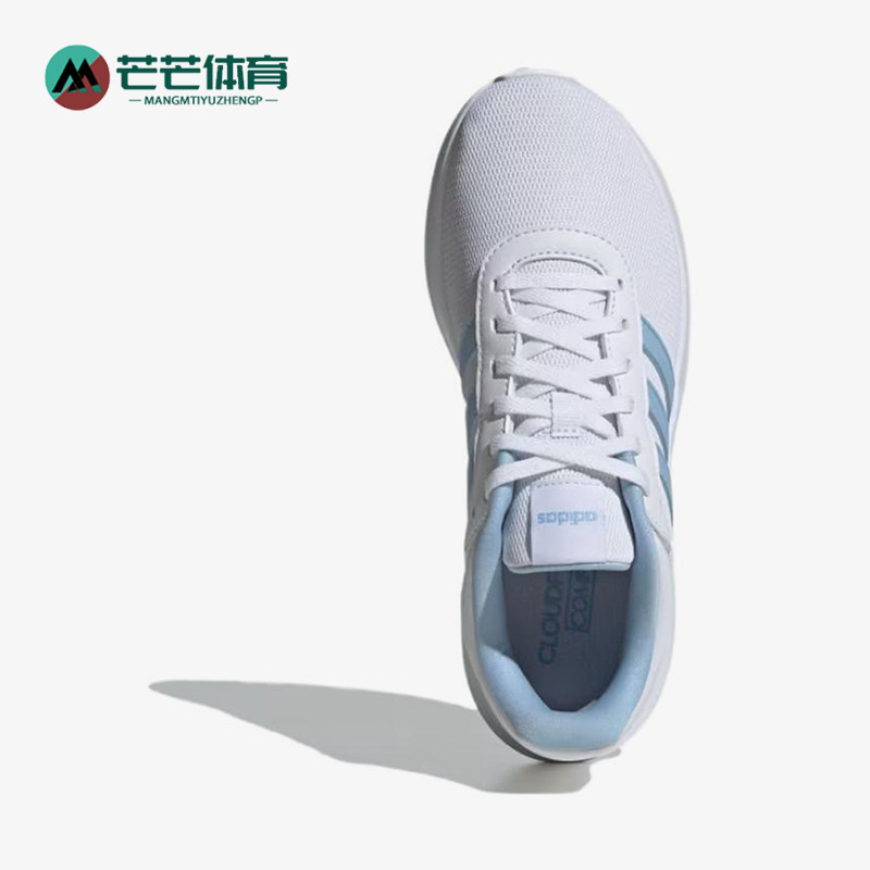 Adidas/阿迪达斯正品LiteRacer40女白蓝色经典网面鞋跑步鞋IE8563