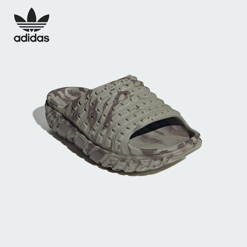 Adidas/阿迪达斯正品三叶草男女同款花纹经典时尚休闲拖鞋KI6009