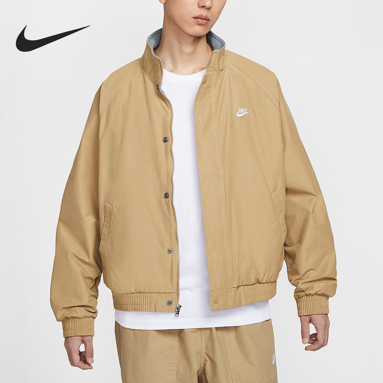 Nike/耐克正品Club Futura男士摇粒绒拉链夹克外套FZ0657-297