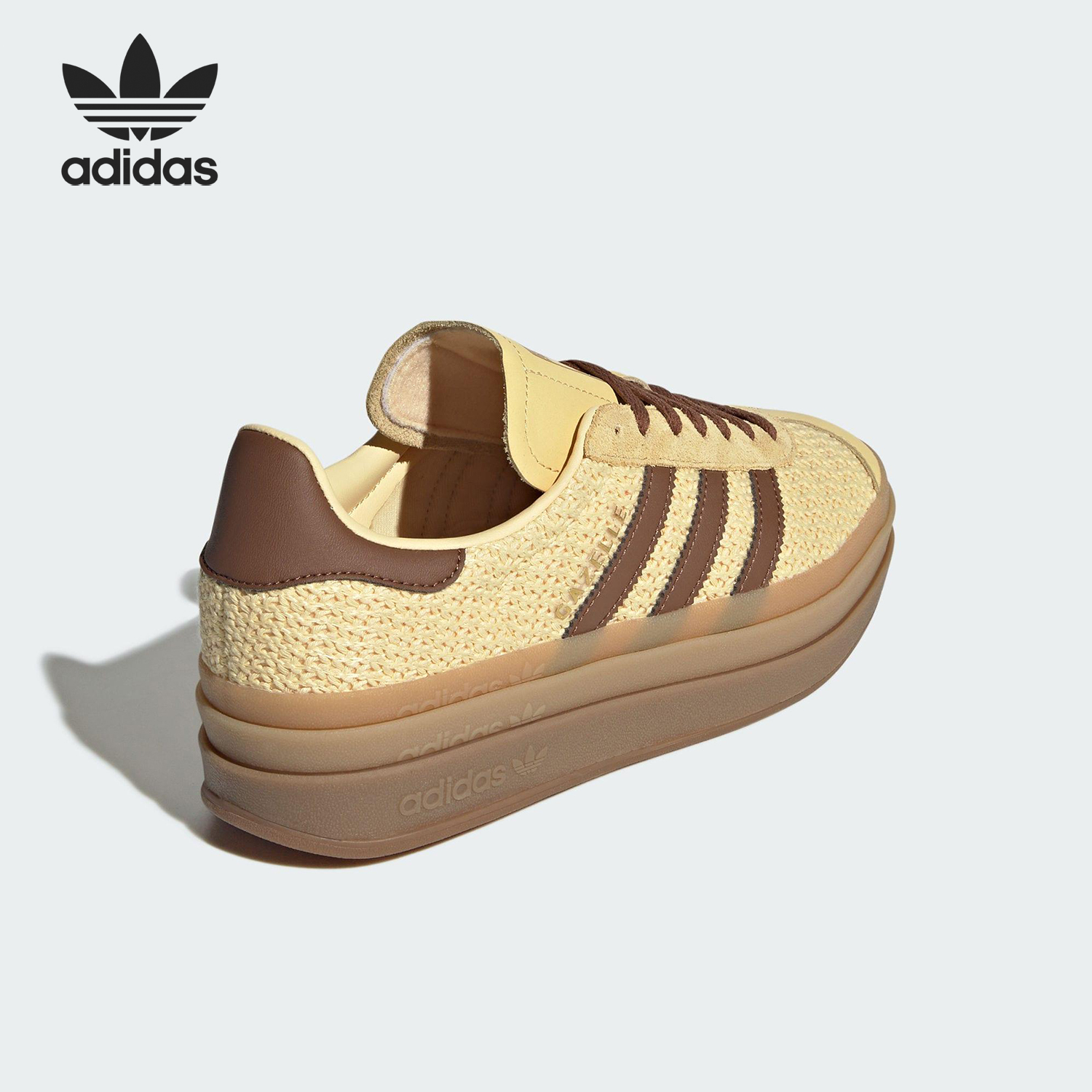 Adidas/阿迪达斯正品三叶草女士厚底时尚系带低帮板鞋JS3900