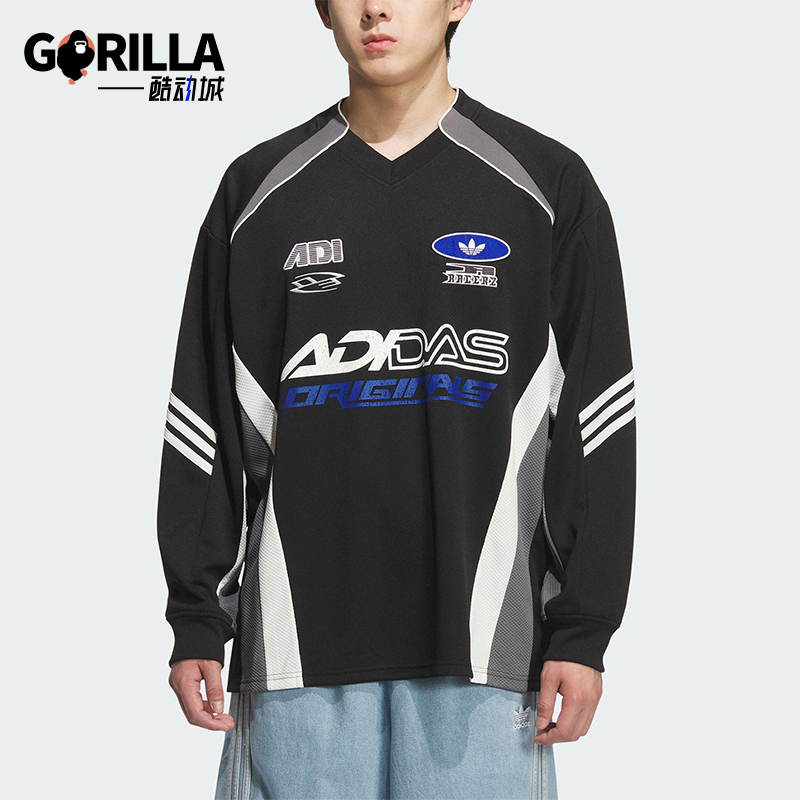 Adidas/阿迪达斯正品三叶草男士运动宽松赛车风印花长袖KF5155