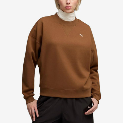 Puma/彪马正品ESSENTIALS女棕色圆领加绒经典宽松卫衣634735-07