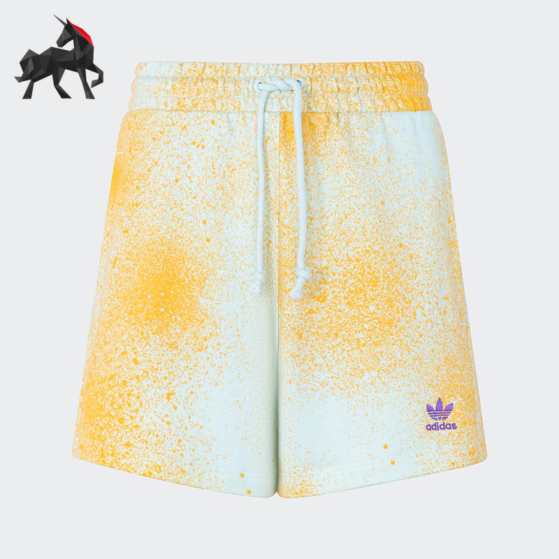 Adidas/阿迪达斯正品三叶草女士时尚中腰经典印花透气短裤HL6610