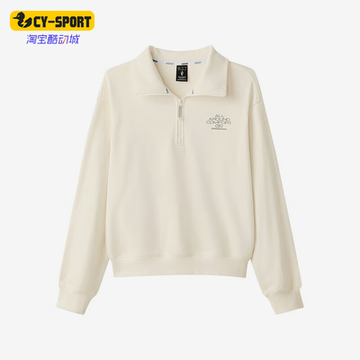 Skechers/斯凯奇正品新款女士舒适针织翻领休闲套头卫衣