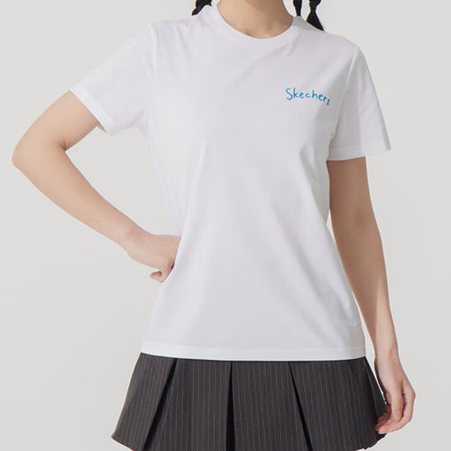 Skechers斯凯奇正品儿童款舒适透气字母短袖T恤P225W303-0019
