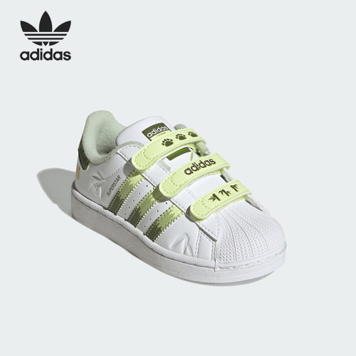 Adidas/阿迪达斯正品三叶草小童运动魔术贴贝壳头休闲板鞋JS2474