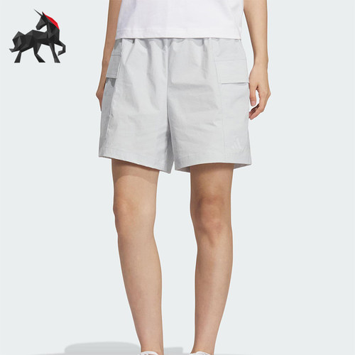 Adidas/阿迪达斯正品2025夏季款女士日常平纹高腰宽松短裤KF2680